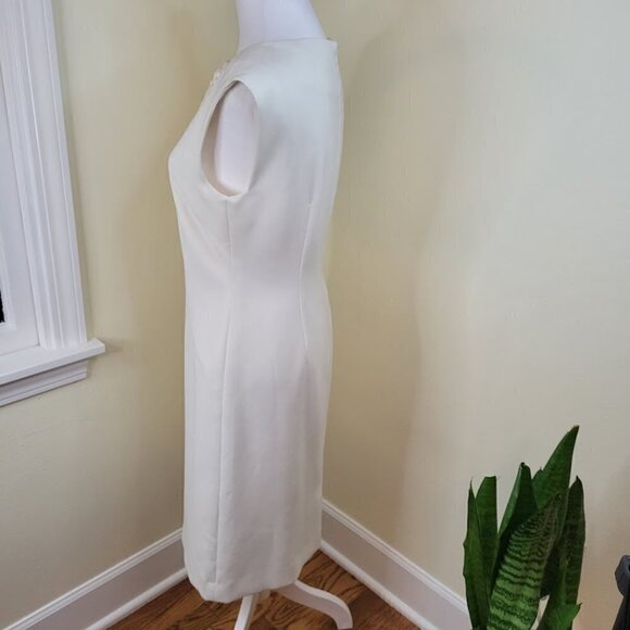 Tahari Sheath Dress Sleeveless Embellished Ivory V-Neck Womens Size 2 - Picture 6 of 14